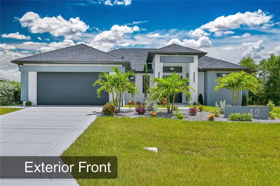 Front exterior of a new home in , Cape Coral, FL, highlighting curb appeal (Image 2). Front exterior of a new home in , Cape Coral, FL, highlighting curb appeal (Image 2).