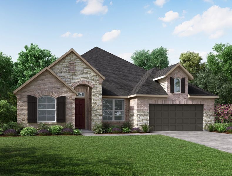 Representative exterior photo of a completed home built from the Kerrville by Beazer Homes in Amira: Hilltop Collection, Tomball, TX (Image 2). Representative exterior photo of a completed home built from the Kerrville by Beazer Homes in Amira: Hilltop Collection, Tomball, TX (Image 2).