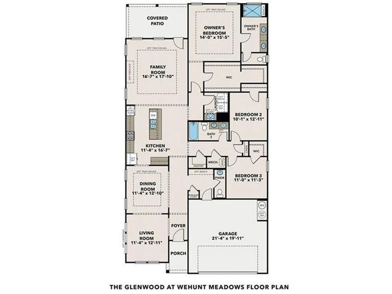 2D floor plan layout of this home in Wehunt Meadows, Hoschton, GA (Image 2).