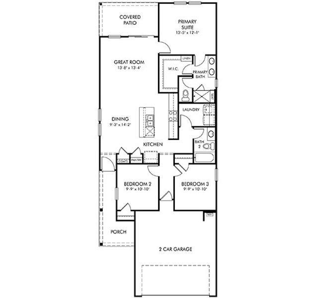 2D floor plan layout of this home in Cypress Ridge - The Boardwalk Series, Longs, SC (Image 2). 2D floor plan layout of this home in Cypress Ridge - The Boardwalk Series, Longs, SC (Image 2).
