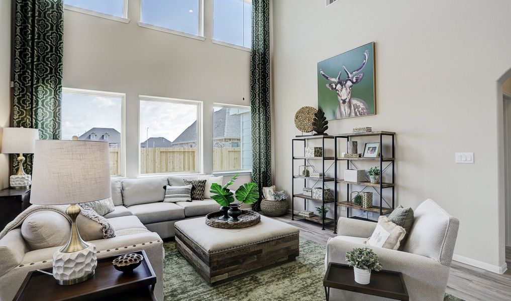 Great room with two-story ceiling