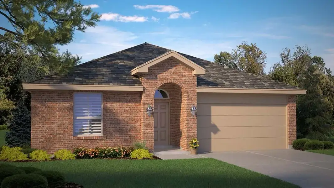 Front exterior of a new home in Yukon Ridge, Odessa, TX, highlighting curb appeal (Image 16). Front exterior of a new home in Yukon Ridge, Odessa, TX, highlighting curb appeal (Image 16).