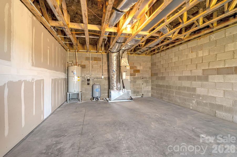 Utility area of unfinished walk-out basement