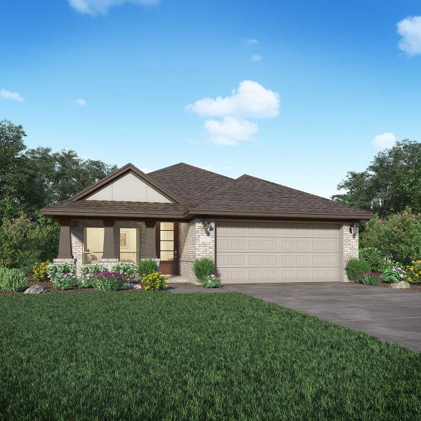 Front exterior of a new home in Anniston: Bristol Collection, Katy, TX, highlighting curb appeal (Image 2).