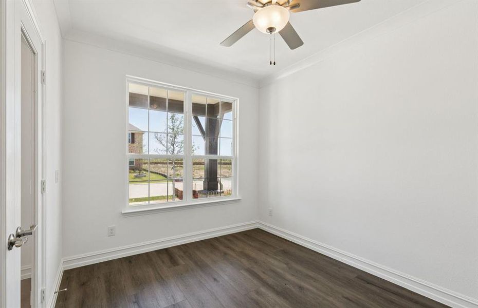 Elegant study featuring French doors for added sophistication *Real home pictured Elegant study featuring French doors for added sophistication *Real home pictured