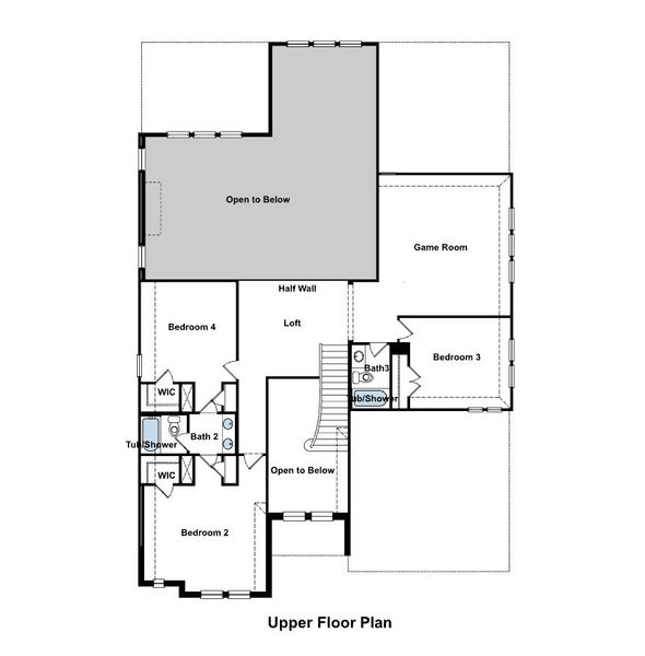 2D floor plan layout for the Kennedy by GFO Home in Eagle Estates, Burleson, TX (Image 3).
