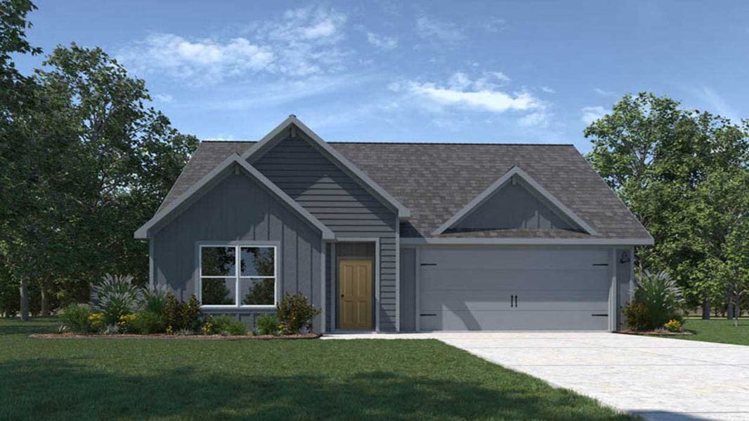 Representative exterior photo of a completed home built from the Lakeway by D.R. Horton in Cornerstone, Rockdale, TX (Image 1). Representative exterior photo of a completed home built from the Lakeway by D.R. Horton in Cornerstone, Rockdale, TX (Image 1).