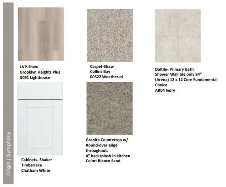 Design selections. Home is currently under construction, selections subject to change.