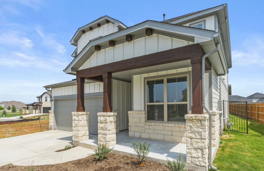 Exterior details and patio area of a home in Santa Rita Ranch, Liberty Hill (Image 29). Exterior details and patio area of a home in Santa Rita Ranch, Liberty Hill (Image 29).