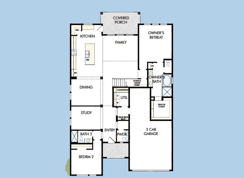 2D floor plan layout for the The Daffodil by David Weekley Homes in Audubon – Vision Collection, Magnolia, TX (Image 3).