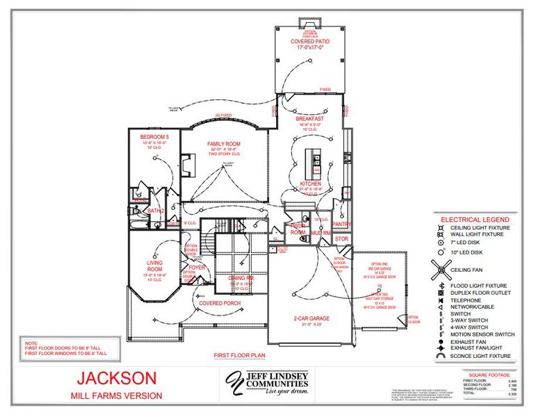 2D floor plan layout for the Jackson F by Jeff Lindsey Communities in Mill Farms, Peachtree City, GA (Image 3).