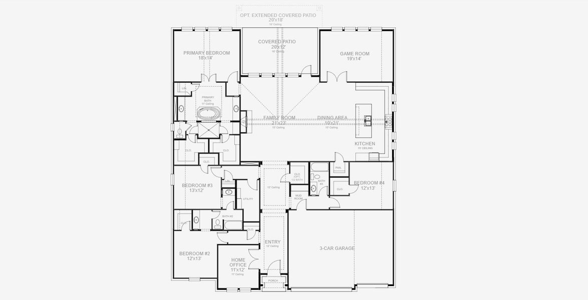 2D floor plan layout for the 3300W by Perry Homes in Windborne 100', Converse, TX (Image 5). 2D floor plan layout for the 3300W by Perry Homes in Windborne 100', Converse, TX (Image 5).