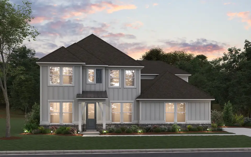 Representative exterior photo of a completed home built from the Norwood by Pulte Homes in Windsor Court, Fayetteville, GA (Image 8).