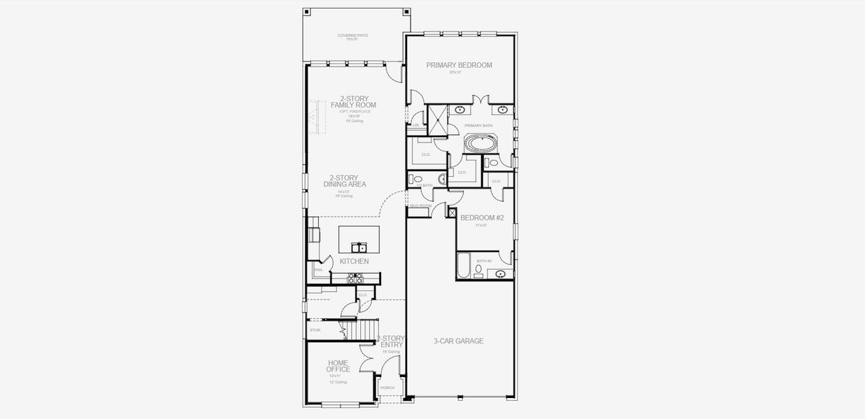 2D floor plan layout for the 2999W by Perry Homes in Trinity Falls At Province Woods 50', McKinney, TX (Image 4).