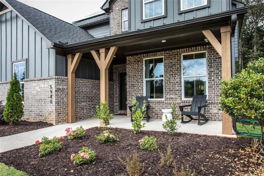 Exterior details and patio area of a home in The Paddocks at Doc Hughes, Buford (Image 28).