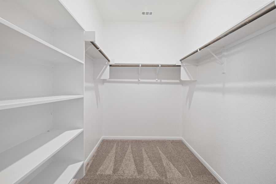 Spacious closet with carpet flooring Spacious closet with carpet flooring
