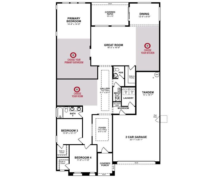 2D floor plan layout for the Savannah by Beazer Homes in Tirreno at IronWing, Litchfield Park, AZ (Image 4).