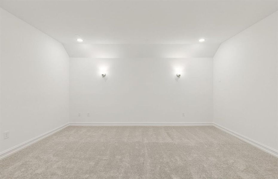 Deep media room perfect for movie nights and entertainment  *Real home pictured