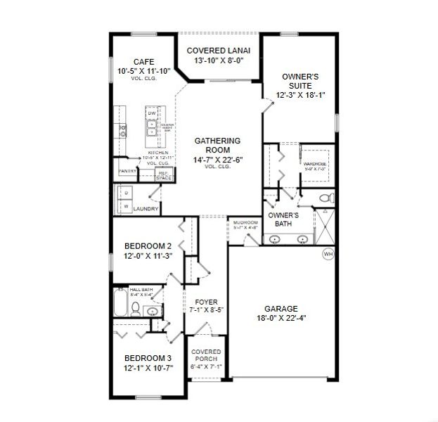 2D floor plan layout for the Sophia by Highland Homes of Florida in Bennah Oaks, Belleview, FL (Image 3).