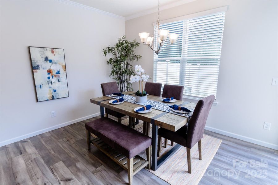 Bright Ding area opens to kitchen and Great room