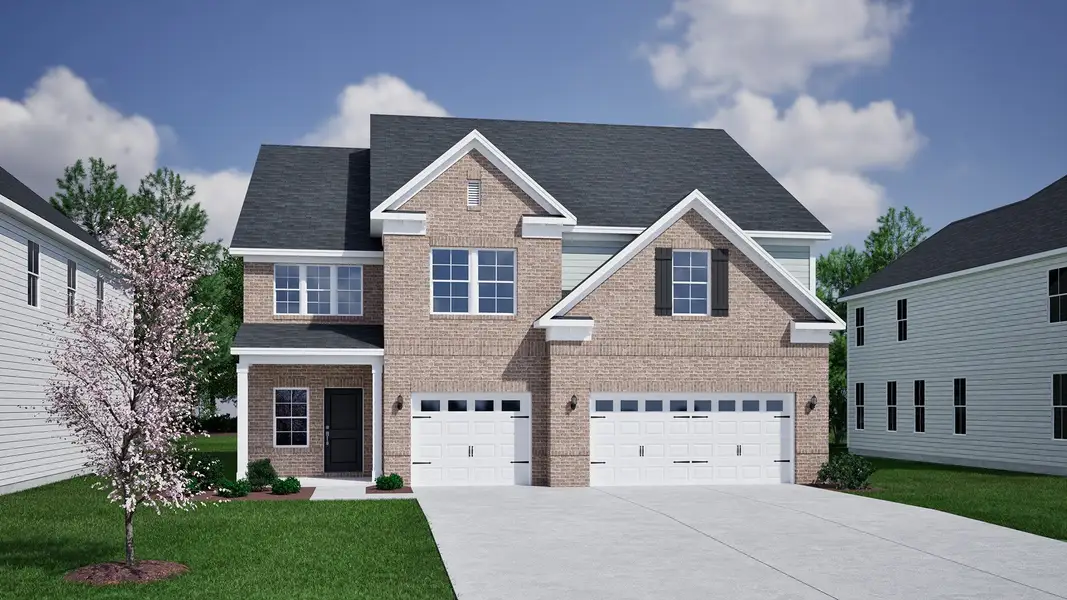 Front exterior of a new home in Hanes Lake, Winston-Salem, NC, highlighting curb appeal (Image 1). Front exterior of a new home in Hanes Lake, Winston-Salem, NC, highlighting curb appeal (Image 1).