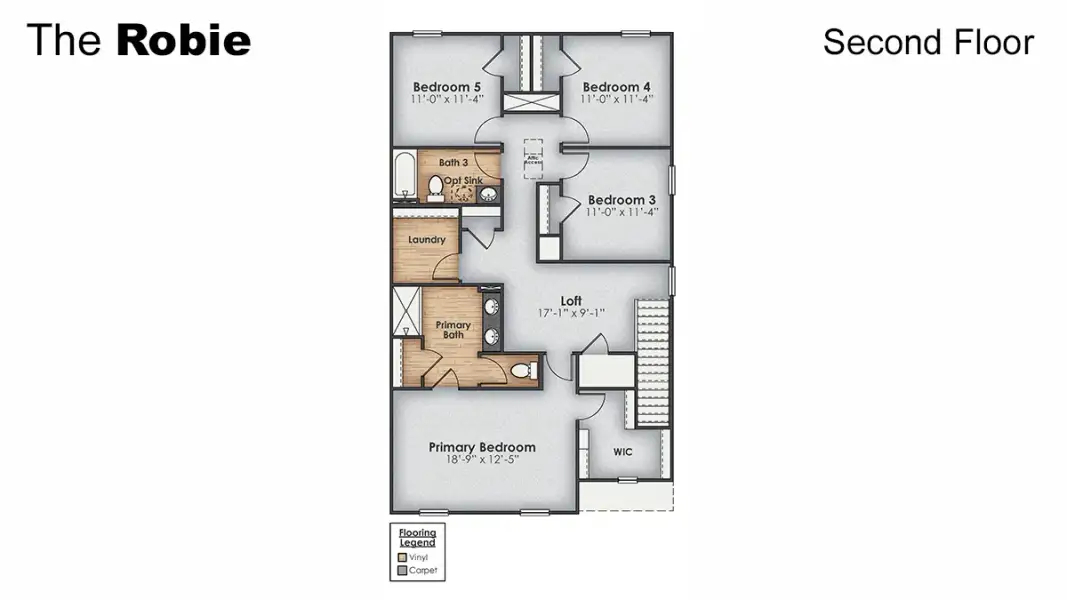2D floor plan layout for the Robie by D.R. Horton in Saunders Village, Northwest, NC (Image 6).