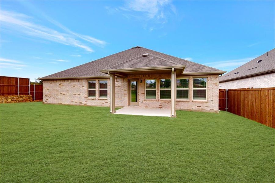 Front exterior of a new home in Kings Way, Denton, TX, highlighting curb appeal (Image 21).