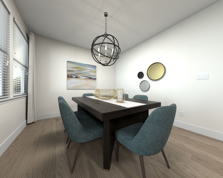 The open-concept floorplan allows for an easy flow between the kitchen and dining areas.