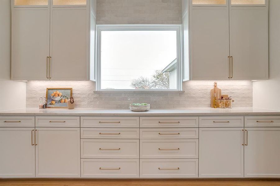 Lots of cabinet space and prep areas