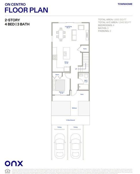 2D floor plan layout for the Model 1 by Onx Homes in On Centro, Florida City, FL (Image 13).