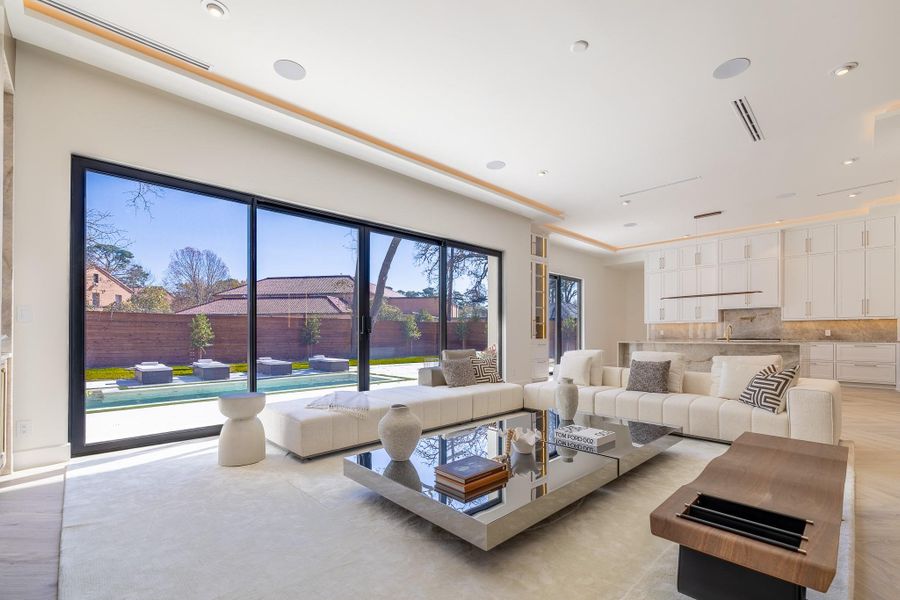 Living space open to kitchen and entertaining areas. Living space open to kitchen and entertaining areas.