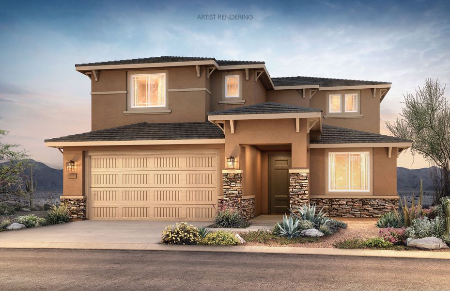 Representative exterior photo of a completed home built from the Prato by Pulte Homes in Foothills at Northpointe, Peoria, AZ (Image 20).