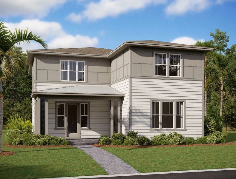 Representative exterior photo of a completed home built from the Anderson by Ashton Woods in Weslyn Park Single Family, St. Cloud, FL (Image 13).