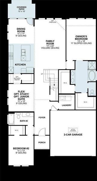 2D floor plan layout of this home in Lily Creek at Sutton Fields, Aubrey, TX (Image 3).