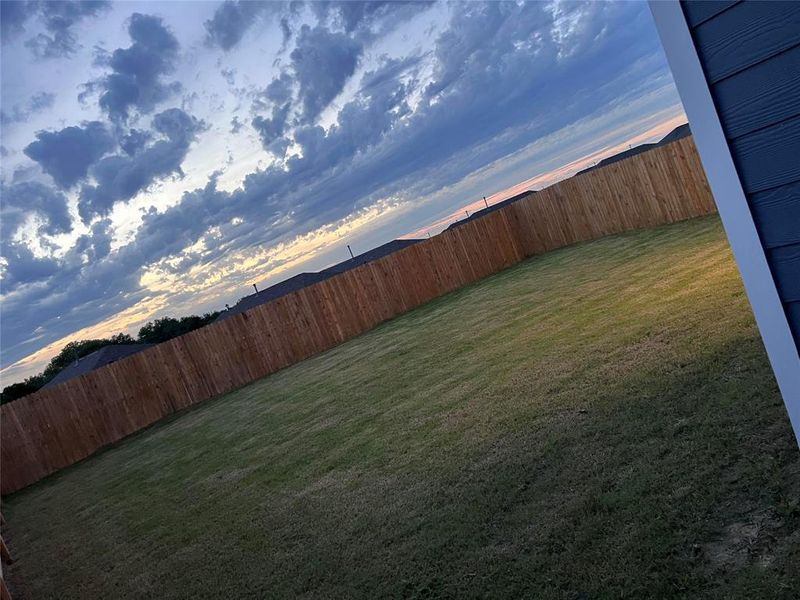 View of yard at dusk View of yard at dusk