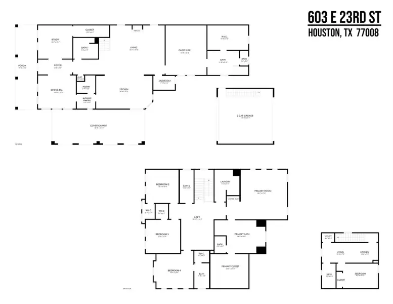 First & second floors, with garage apartment.