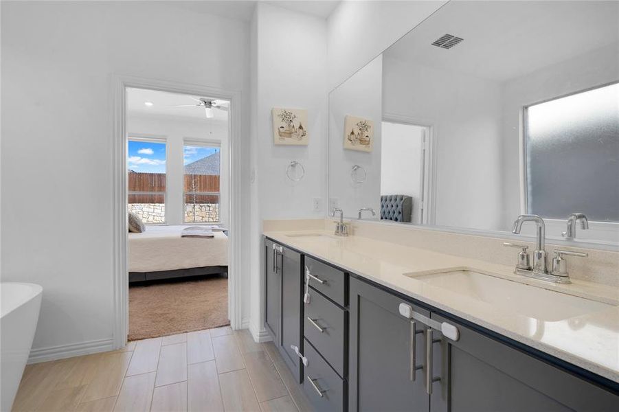 Furnished interior view inside a new home in Northlake Estates, Little Elm (Image 18). Furnished interior view inside a new home in Northlake Estates, Little Elm (Image 18).