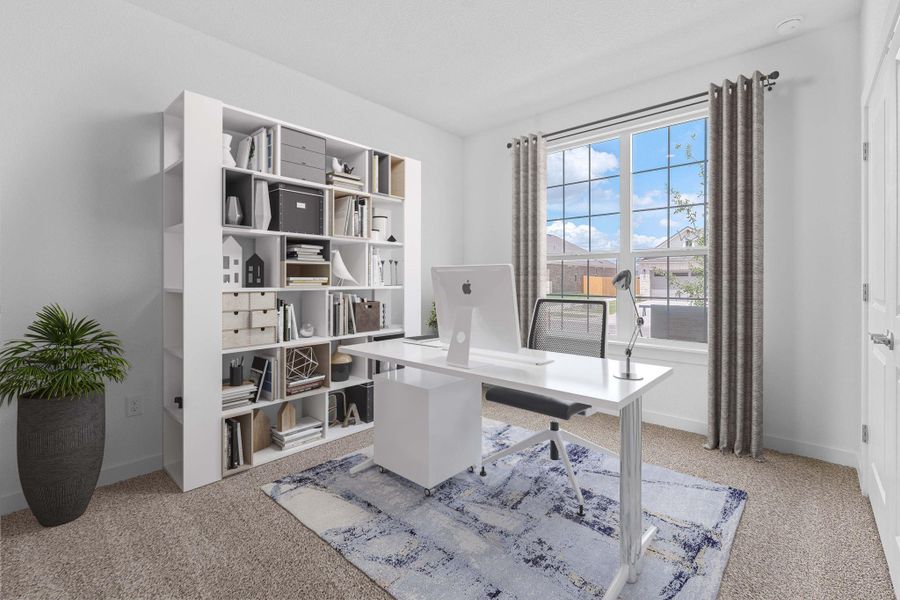 Office featuring light carpet and baseboards Office featuring light carpet and baseboards