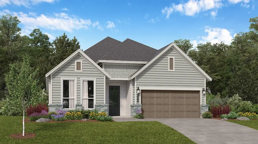 Front exterior of a new home in Legacy, League City, TX, highlighting curb appeal (Image 1). Front exterior of a new home in Legacy, League City, TX, highlighting curb appeal (Image 1).
