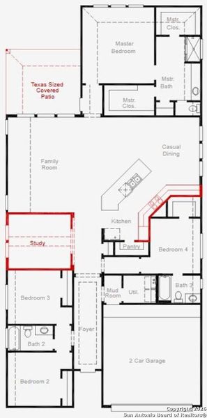 2D floor plan layout of this home in Nopal Valley, San Antonio, TX (Image 5).