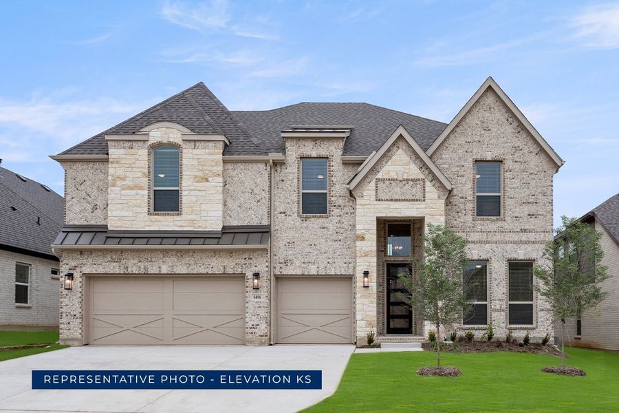 Representative exterior photo of a completed home built from the Boston 2F (w/Media) by First Texas Homes in Spiritas Ranch, Little Elm, TX (Image 20).