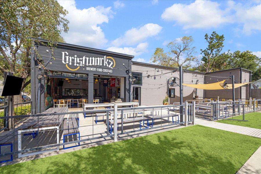 Gristworkz Brewery: Neighborhood brewery -  Enjoy craft beers, cocktails, and food in a casual, spacious outdoor setting with shaded seating.