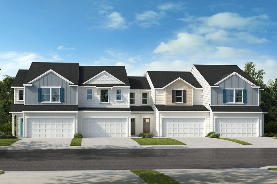 Front exterior of a new home in Brooks Mill II Townhomes, Durham, NC, highlighting curb appeal (Image 1).