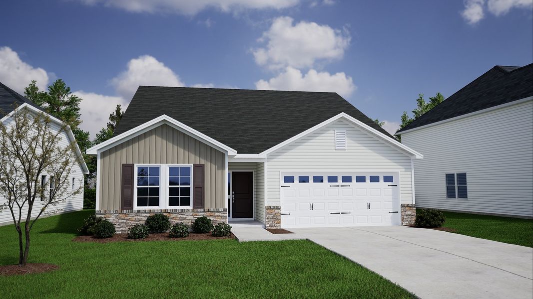 Representative exterior photo of a completed home built from the Gwinnett - Genesis Value Collection by Mungo Homes in Killians Crossing, Blythewood, SC (Image 14).