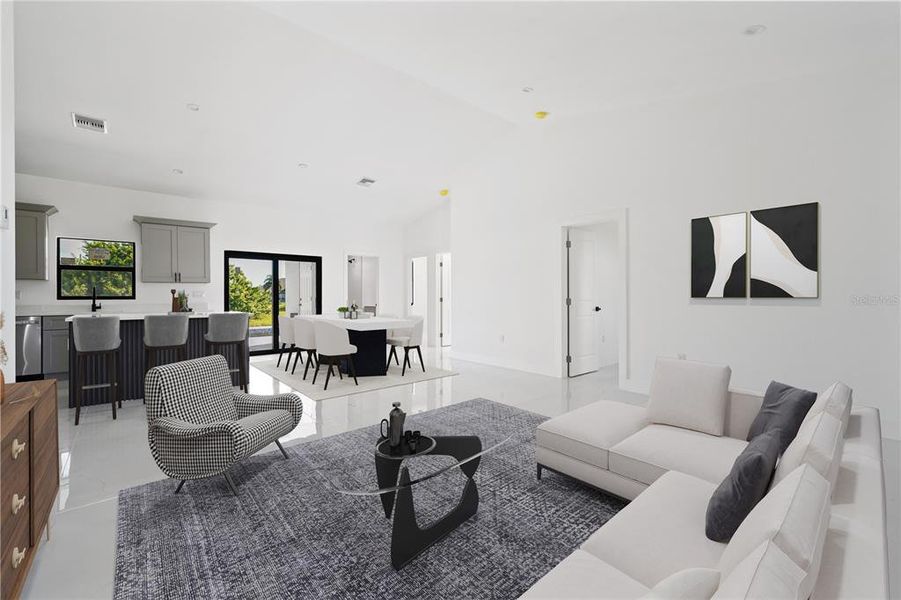 Furnished interior view inside a new home in , Cape Coral (Image 7). Furnished interior view inside a new home in , Cape Coral (Image 7).