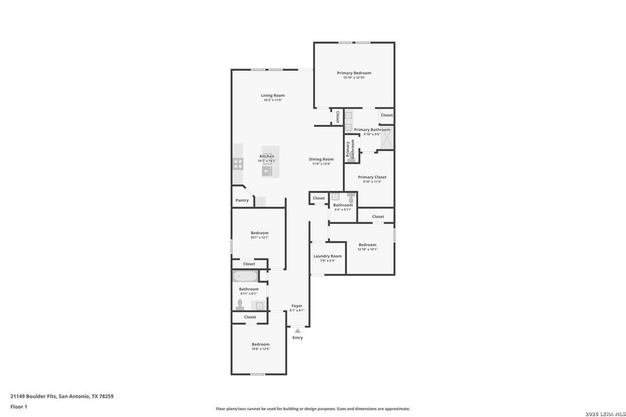 2D floor plan layout of this home in Brookstone Creek, San Antonio, TX (Image 4).