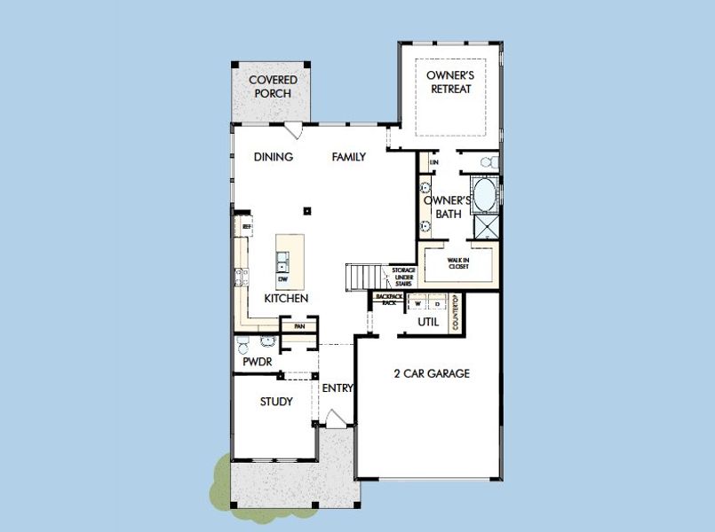 2D floor plan layout for the The Bluebonnet by David Weekley Homes in Two Step Farm 50', Montgomery, TX (Image 4).