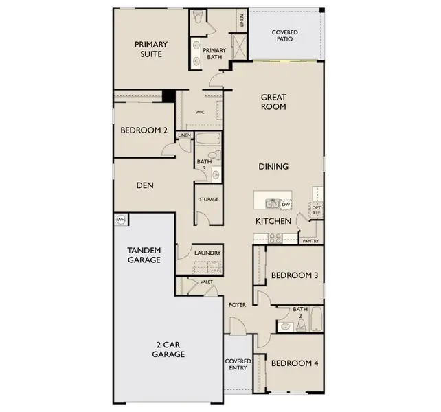 2D floor plan layout of this home in Agave Trails, Buckeye, AZ (Image 5).
