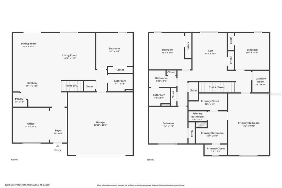 2D floor plan layout of this home in Berry Bay, Wimauma, FL (Image 1).