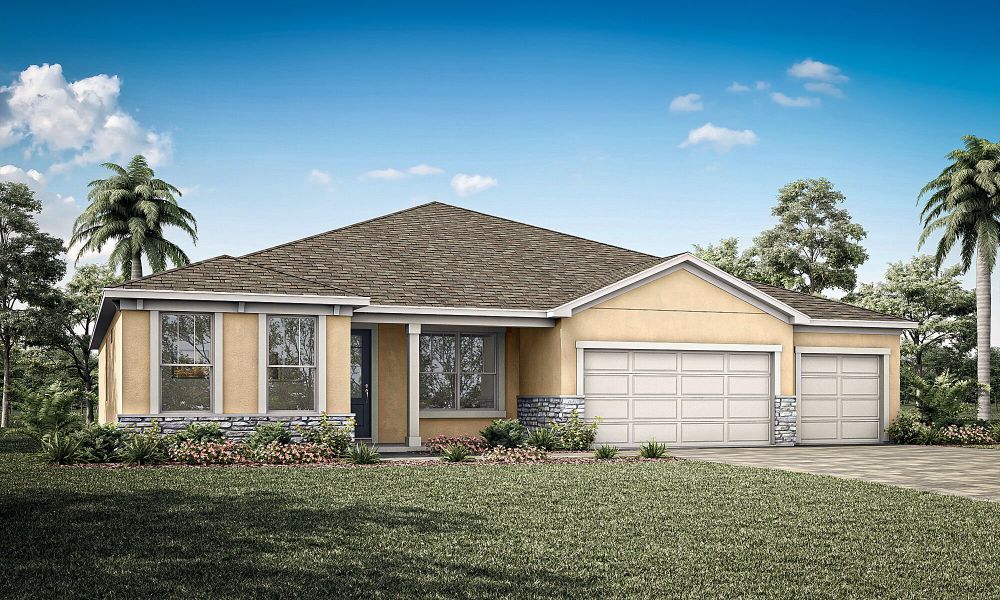 Representative exterior photo of a completed home built from the Ashwood by Mattamy Homes in Waterbrooke, Clermont, FL (Image 1). Representative exterior photo of a completed home built from the Ashwood by Mattamy Homes in Waterbrooke, Clermont, FL (Image 1).